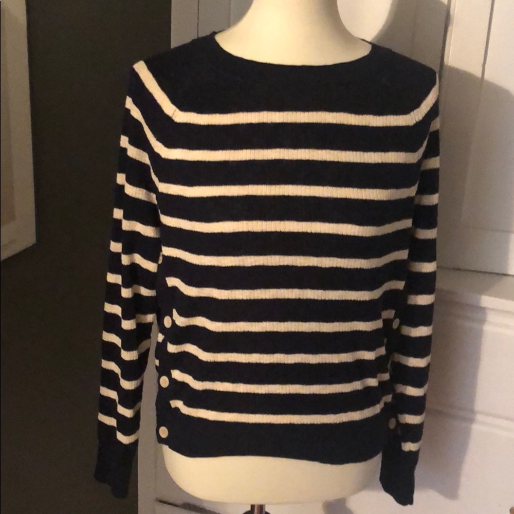 Striped sweater with side buttons